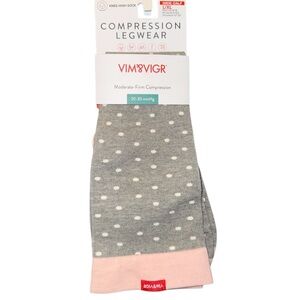 Vim & Vigr Cotton Petite Dot Compression Socks Wide Calf L/XL